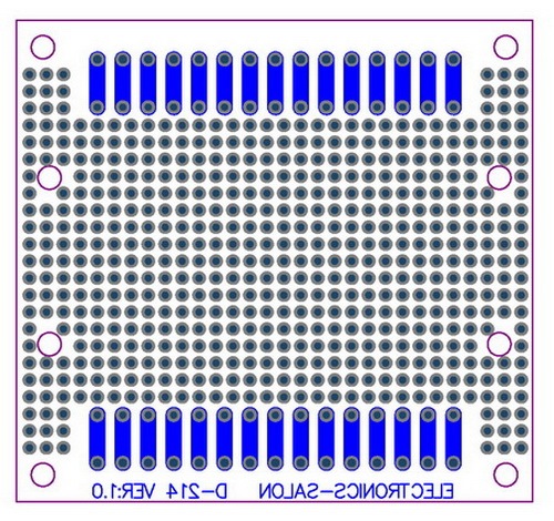ELECTRONICS-SALON 1PCS Double-Side Prototype PCB,Universal Board, 77.4x72mm.