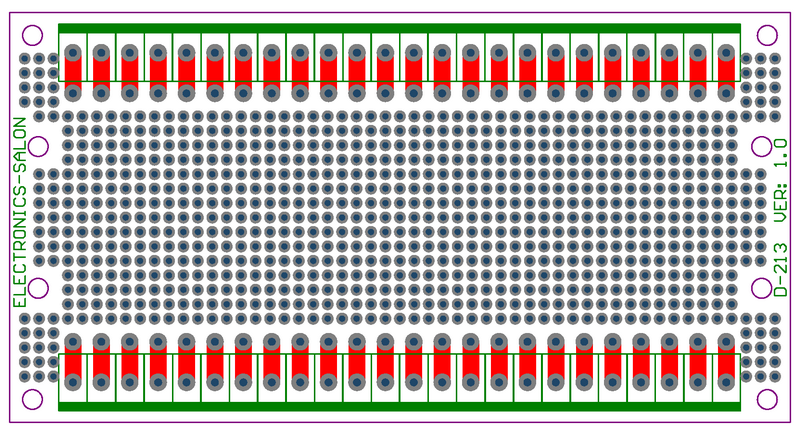 ELECTRONICS-SALON 1PCS Double-Side Prototype PCB,Universal Board, 137.4x72mm.