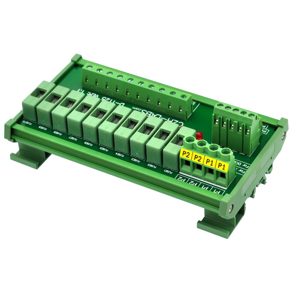 CZH-LABS DIN Rail Mount AC/DC 5~48V 10 Position Power Distribution Fuse Module Board.