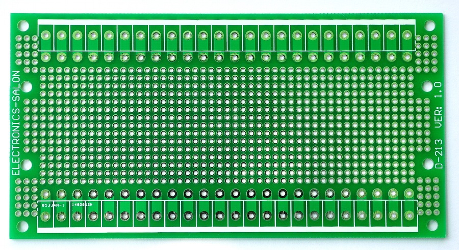 ELECTRONICS-SALON 1PCS Double-Side Prototype PCB,Universal Board, 137.4x72mm.