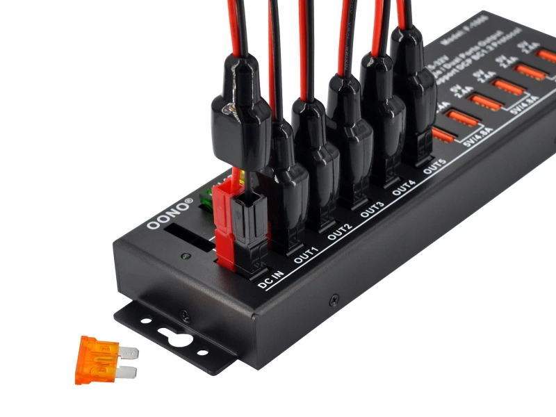 40Amp DC Power Splitter Distribution Module, 5 Powerpole Ports and 6 USB Ports Output, OONO F-1066