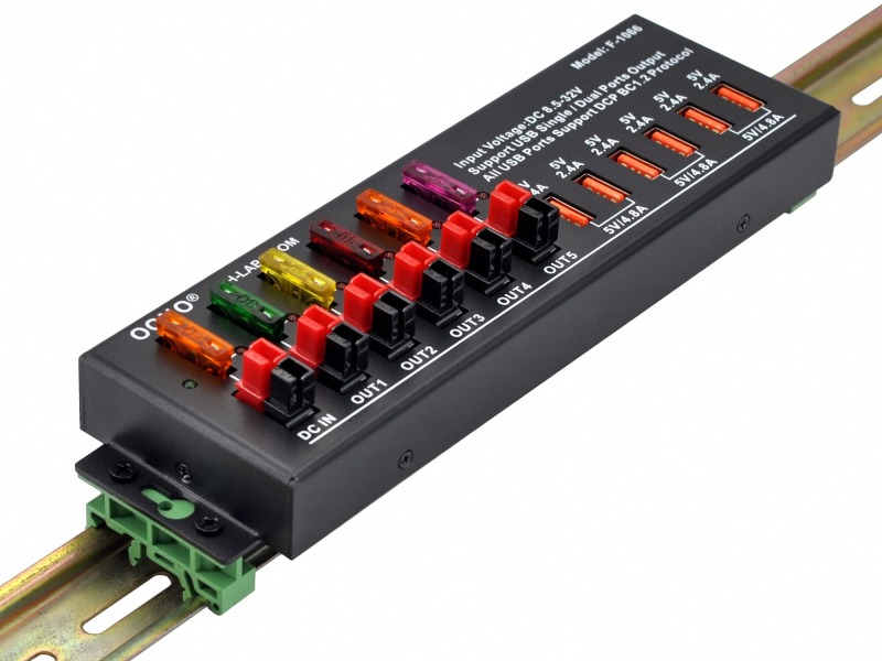 40Amp DC Power Splitter Distribution Module, 5 Powerpole Ports and 6 USB Ports Output, OONO F-1066