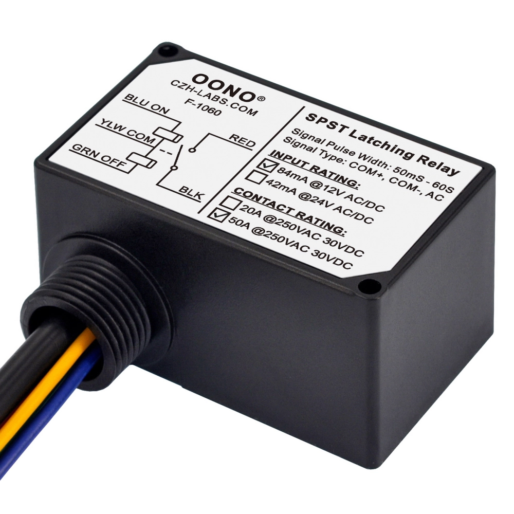 AC/DC 12V SPST Latching Relay Module, 50Amp 250Vac/30Vdc, Plastic ...