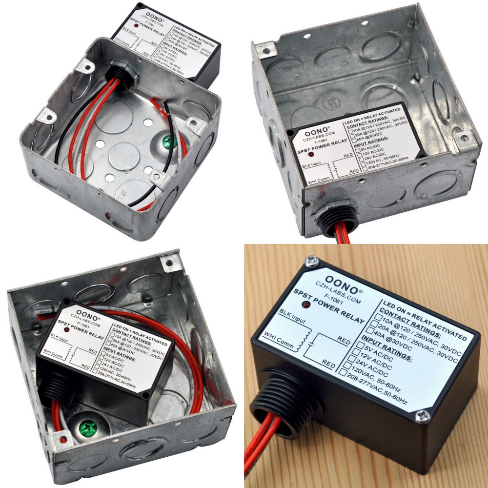 AC/DC 24V SPST Power Relay Module, 10Amp 250Vac/30Vdc, Plastic Enclosure and Pre-wired, OONO F-1061