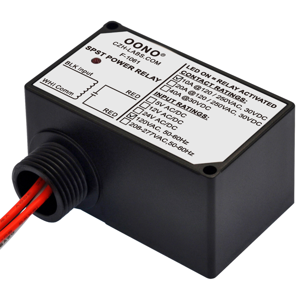AC 120V SPST Power Relay Module, 10Amp 250Vac/30Vdc, Plastic Enclosure and Pre-wired, OONO F-1061