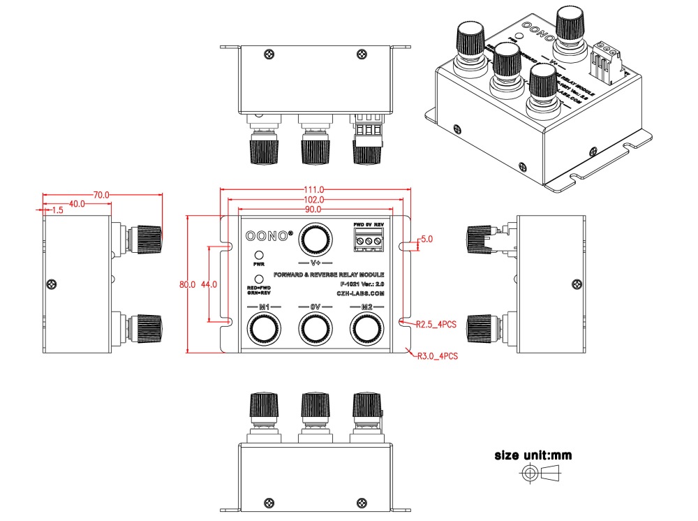 12V 50Amp Forward and Reverse Relay Module for Motor / Linear Actuator, Reversing Relay Module