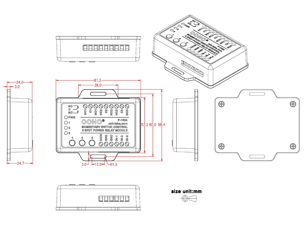 3 Channels Momentary Switch Control SPDT 10Amp Power Relay Module