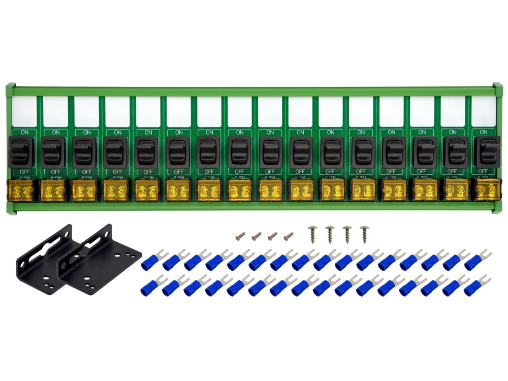 Wall Mount 16 Channel Paddle Rocker Switch Module, 10Amp 250VAC / 50VDC
