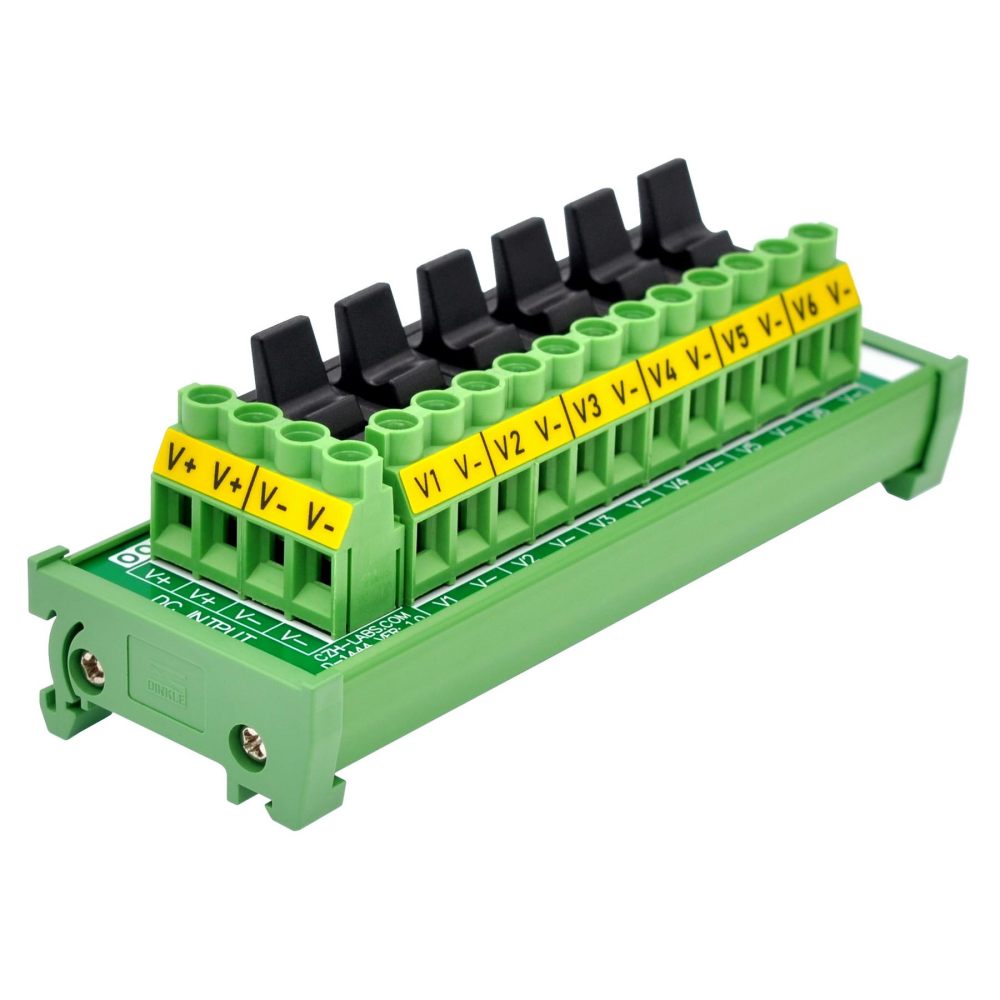 DIN Rail Mount 6 Channel Paddle Rocker Switch DC Power Distribution Strip Module