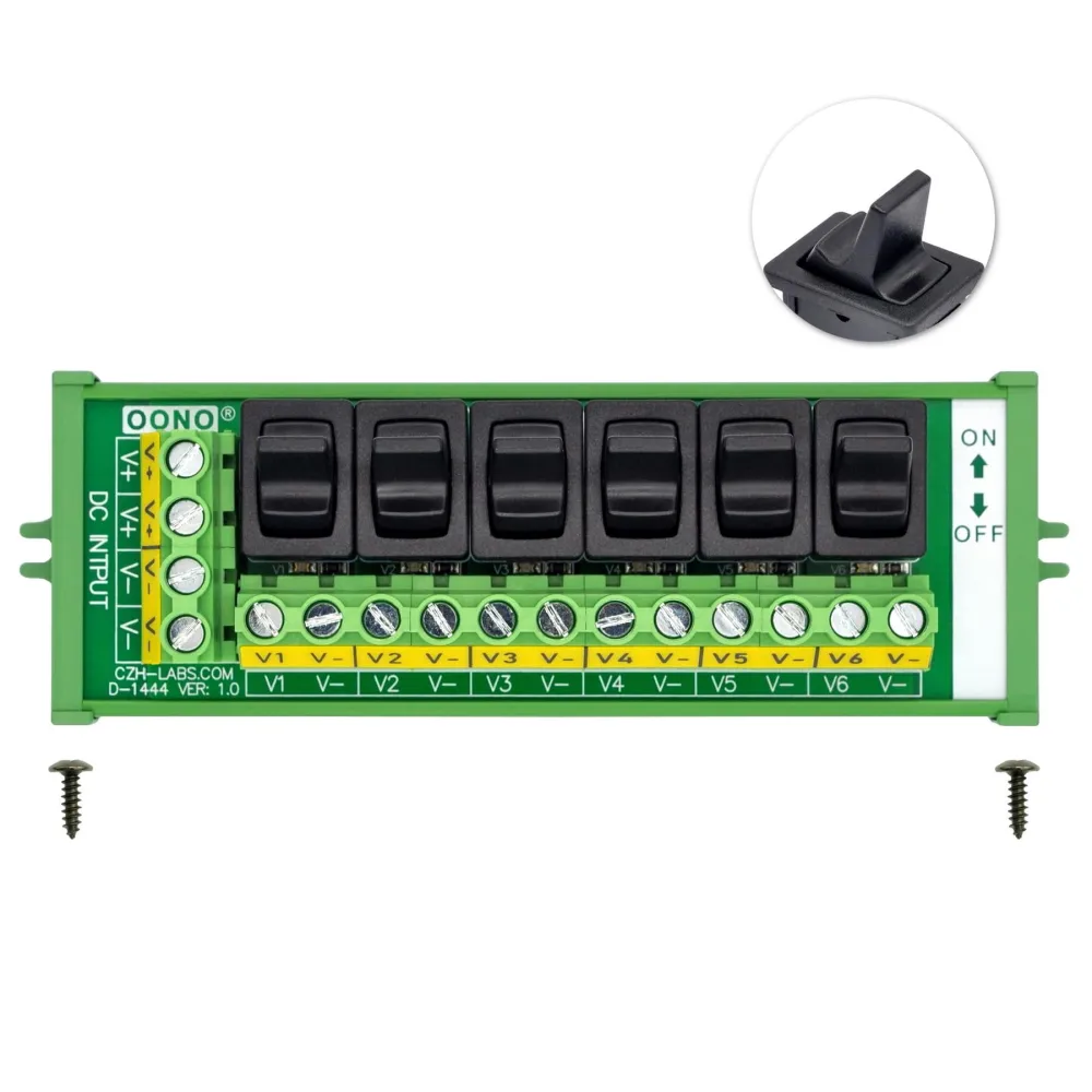 Screw Mount 6 Channel Paddle Rocker Switch DC Power Distribution Strip ...