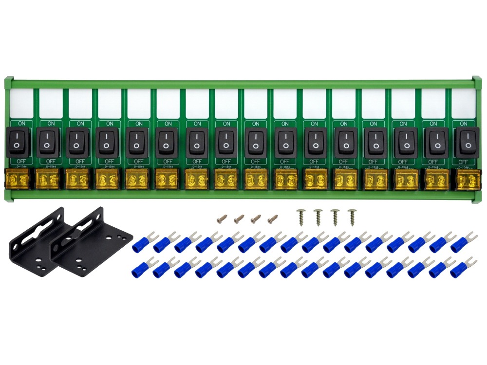 Wall Mount 16 Channel Rocker Switch Module, 10Amp 250VAC / 50VDC