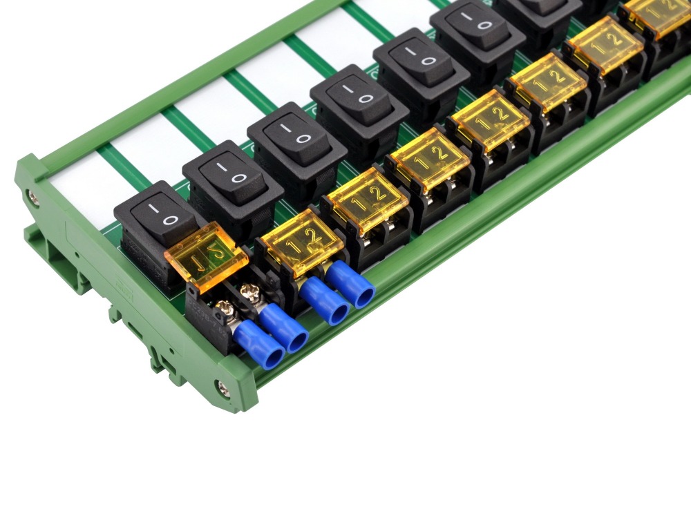 Wall Mount 12 Channel Rocker Switch Module, 10Amp 250VAC / 50VDC