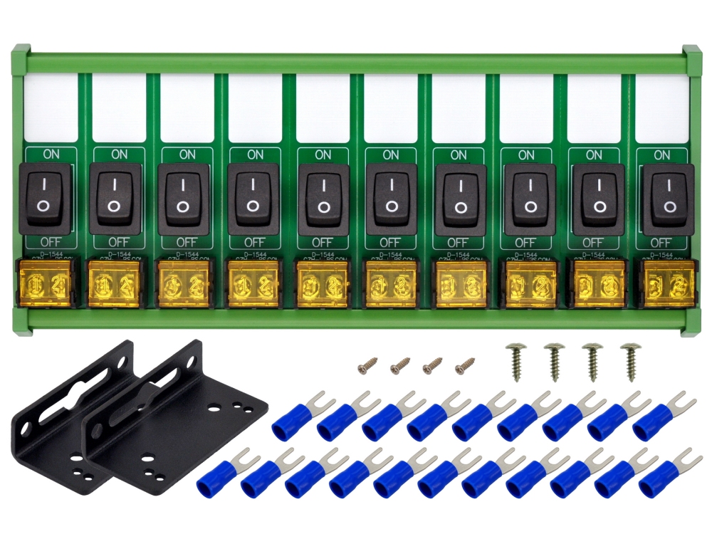 Wall Mount 10 Channel Rocker Switch Module, 10Amp 250VAC / 50VDC