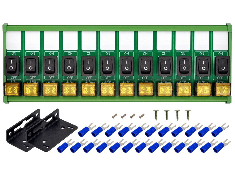 Wall Mount 12 Channel Rocker Switch Module, 10Amp 250VAC / 50VDC