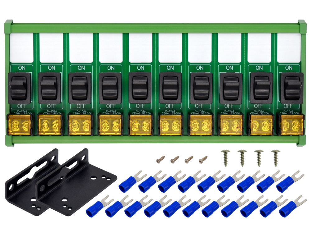 Wall Mount 10 Channel Paddle Rocker Switch Module, 10Amp 250VAC / 50VDC