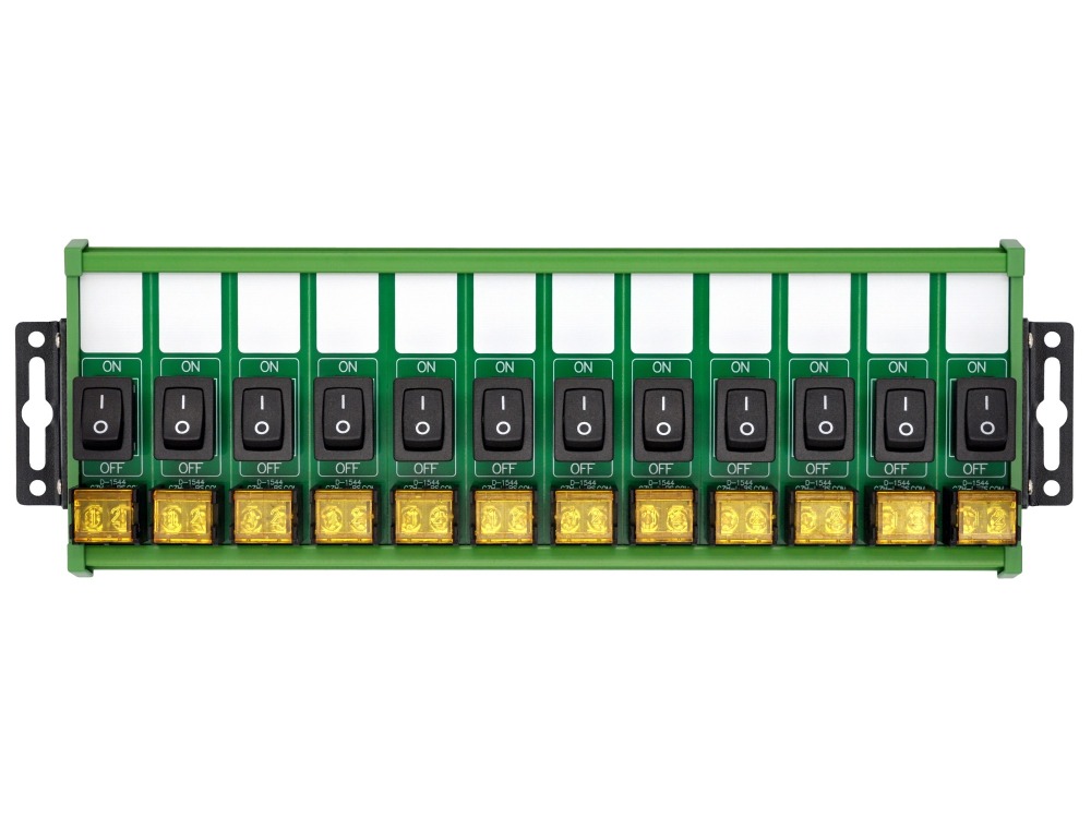 Wall Mount 12 Channel Rocker Switch Module, 10Amp 250VAC / 50VDC