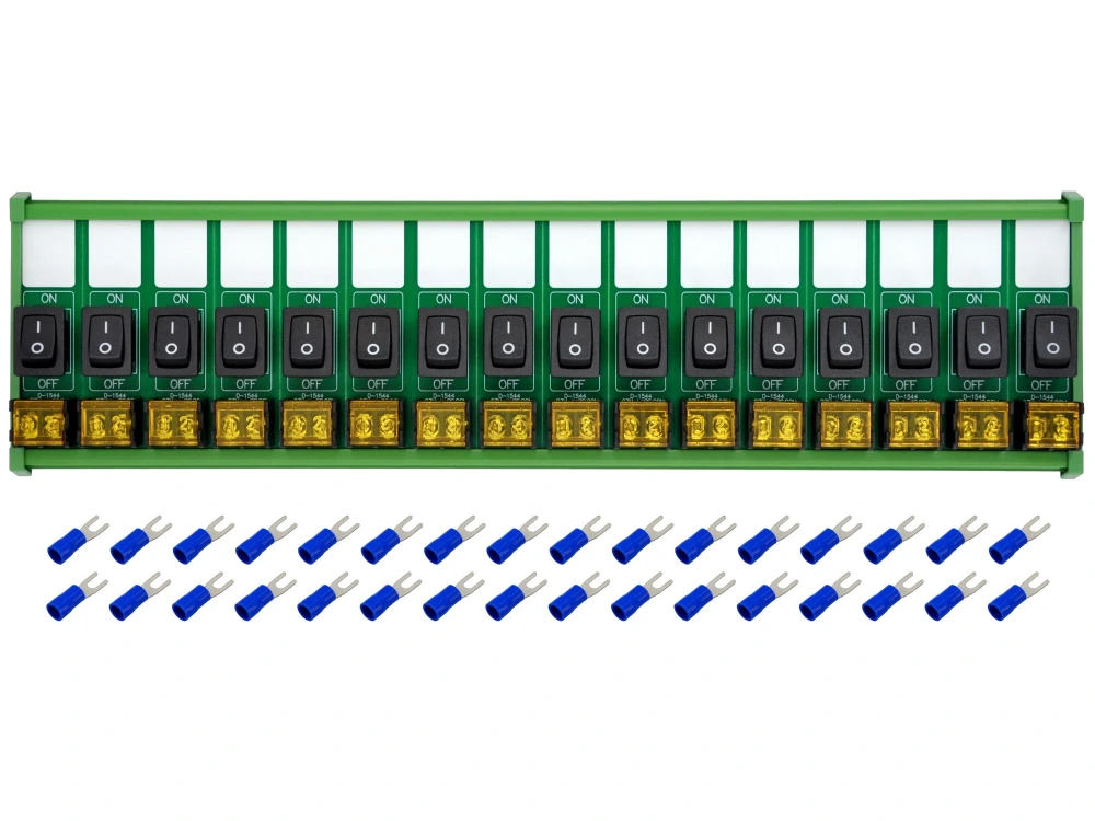 Process V Rocker DIN Rail Mount 16 Channel Rocker Switch Module, 10Amp 250VAC / 50VDC
