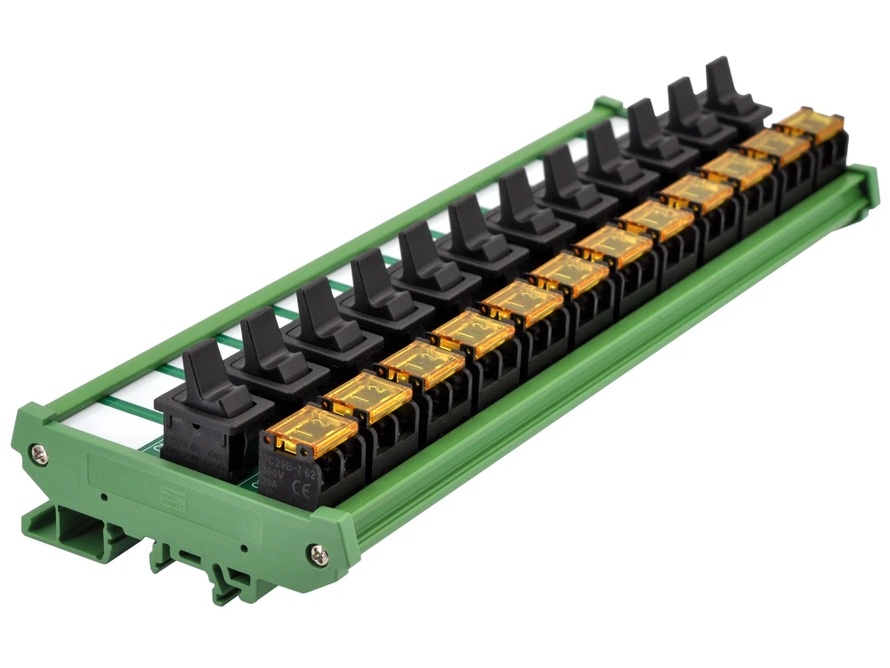DIN Rail Mount 12 Channel Paddle Rocker Switch Module, 10Amp 250VAC / 50VDC