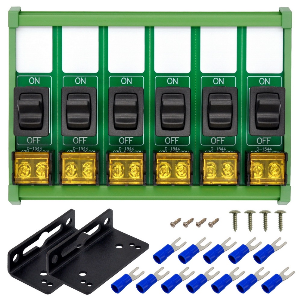 Wall Mount 6 Channel Paddle Rocker Switch Module, 10Amp 250VAC / 50VDC