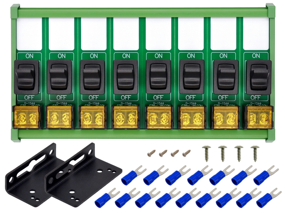Wall Mount 8 Channel Paddle Rocker Switch Module, 10Amp 250VAC / 50VDC