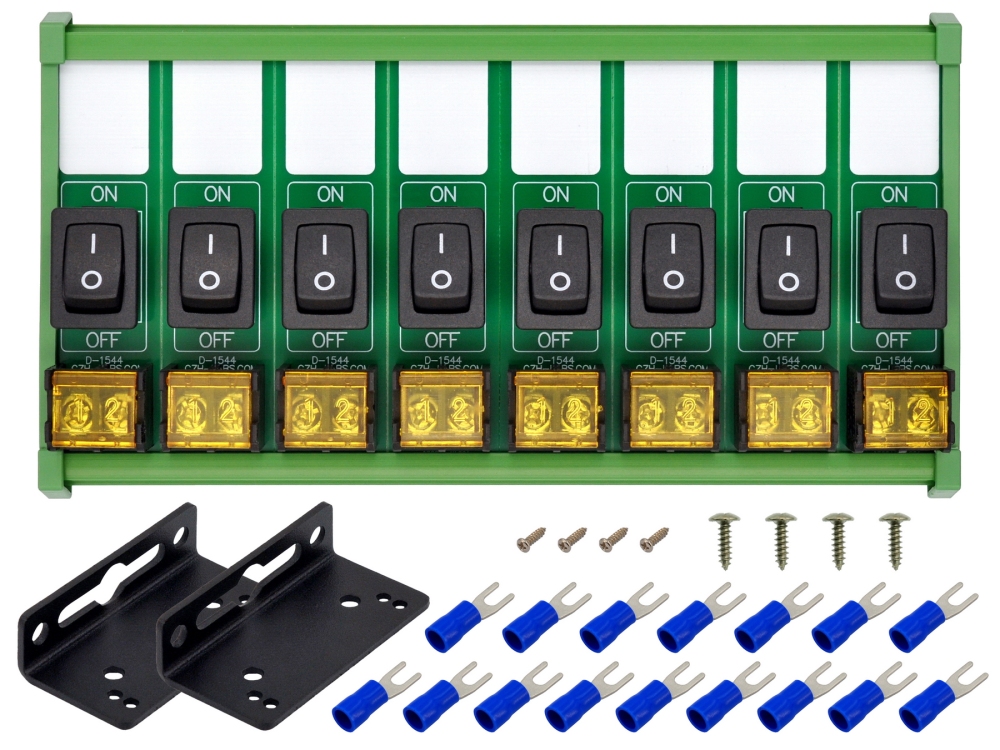 Wall Mount 8 Channel Rocker Switch Module, 10Amp 250VAC / 50VDC