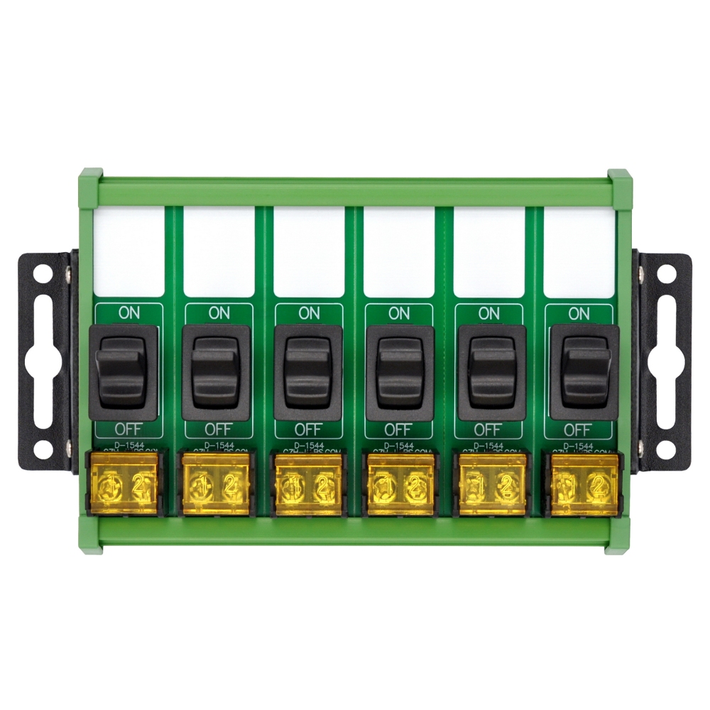 Wall Mount 6 Channel Paddle Rocker Switch Module, 10Amp 250VAC / 50VDC