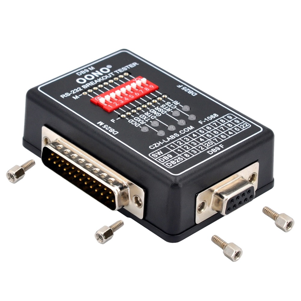 RS232 Breakout Tester LED Monitor Module, DB9M/F x DB25M/F Breakout Board