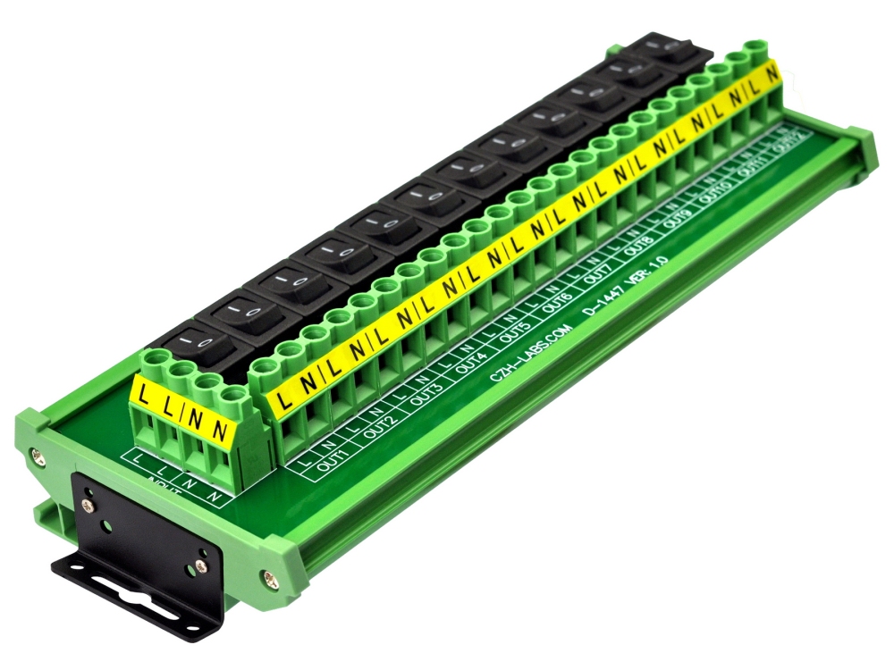 Wall Mount 12 Channel Rocker Switch AC 115V 230V Power Distribution Strip Module