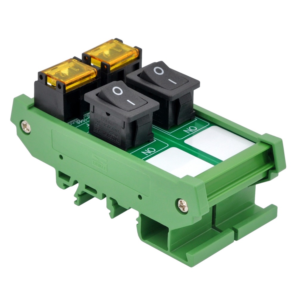 DIN Rail Mount 2 Channel Rocker Switch Module, 10Amp 250VAC / 50VDC