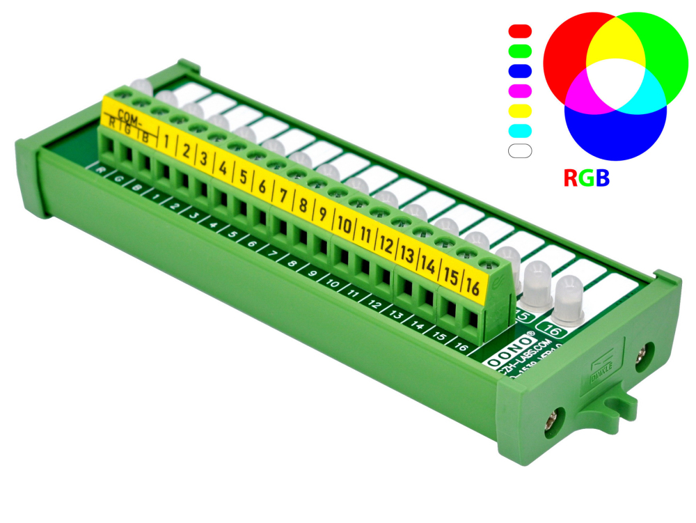 Screw Mount 16 RGB LED Indicator Light Module, DC5 - 32V, Red Green Blue