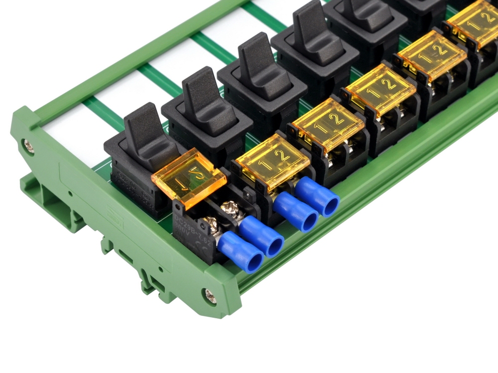 DIN Rail Mount 6 Channel Paddle Rocker Switch Module, 10Amp 250VAC / 50VDC