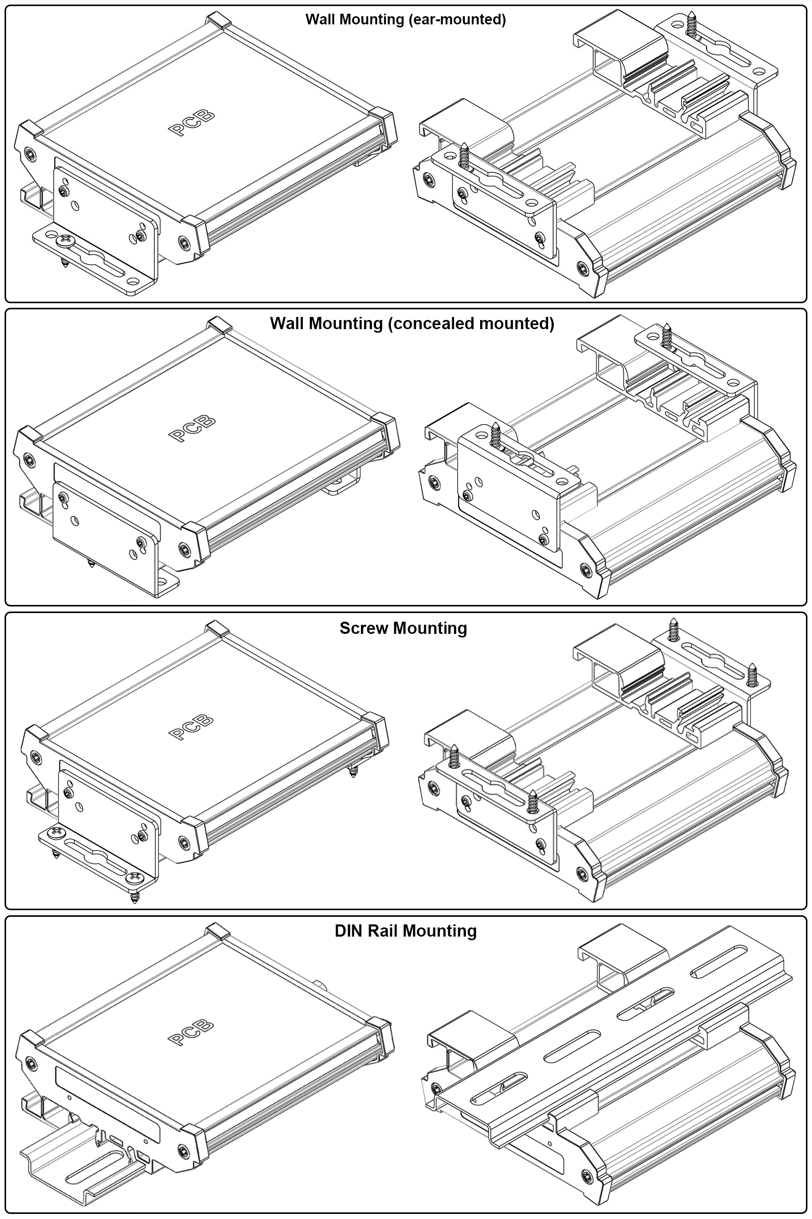 DIN Rail Mount to Wall Mount Adapter Bracket, for DIN Rail Mounting Interface / Relay / Terminal Block Module