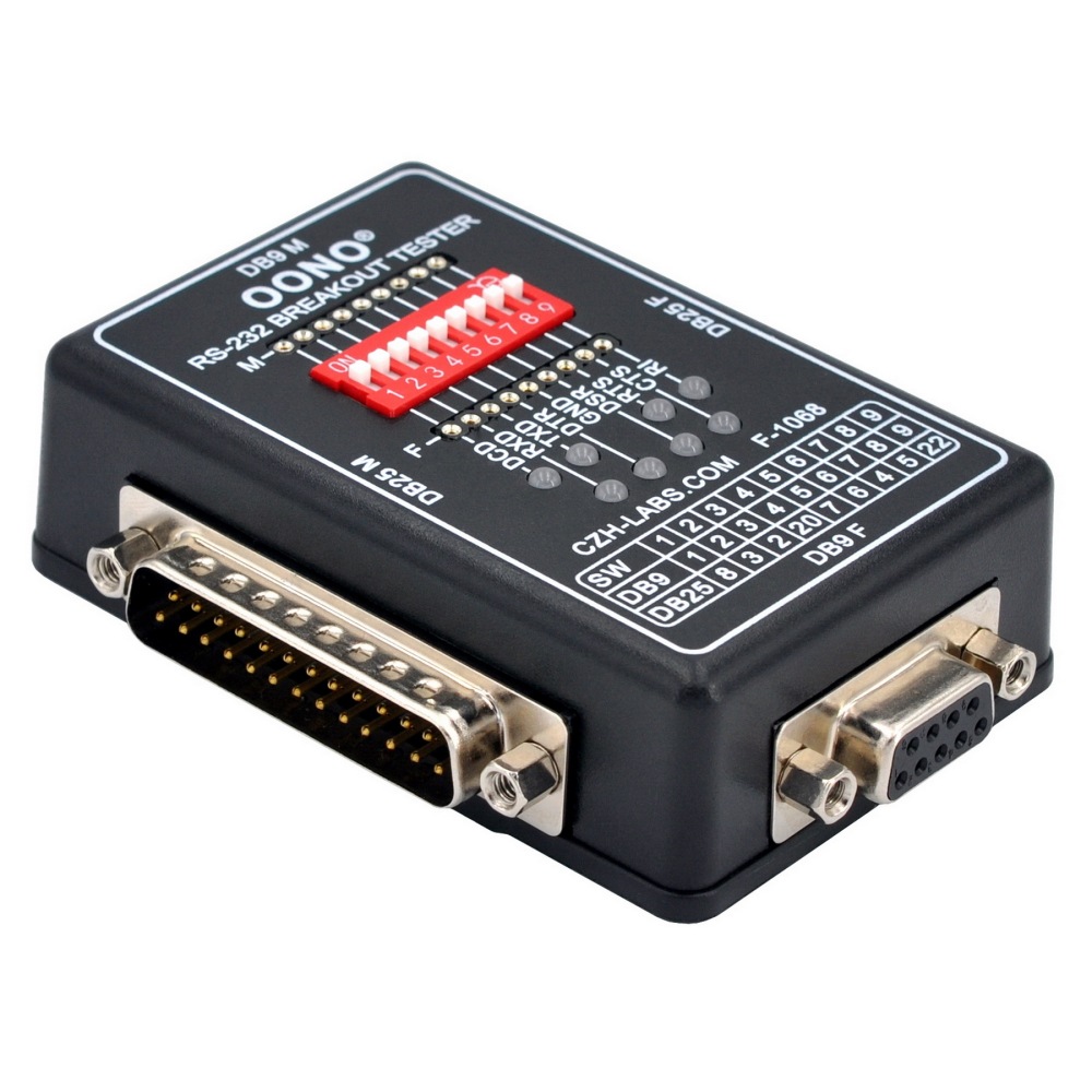 RS232 Breakout Tester LED Monitor Module, DB9M/F x DB25M/F Breakout Board