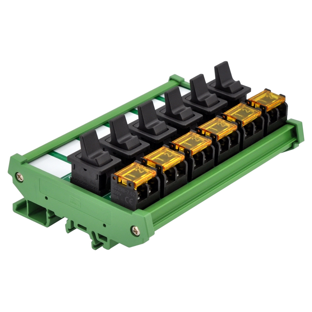 DIN Rail Mount 6 Channel Paddle Rocker Switch Module, 10Amp 250VAC / 50VDC