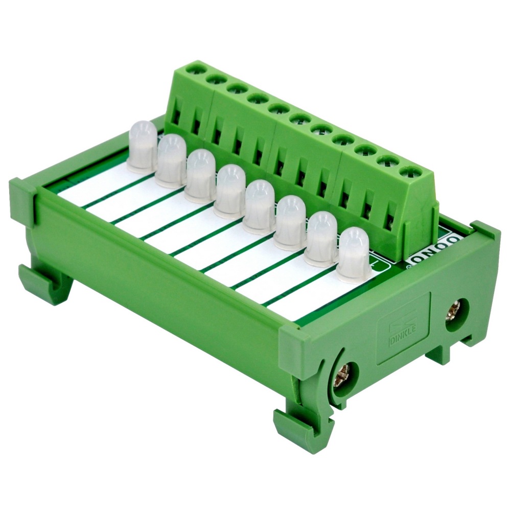 DIN Rail Mount 8 RGB LED Indicator Light Module, DC5 - 32V, Red Green Blue