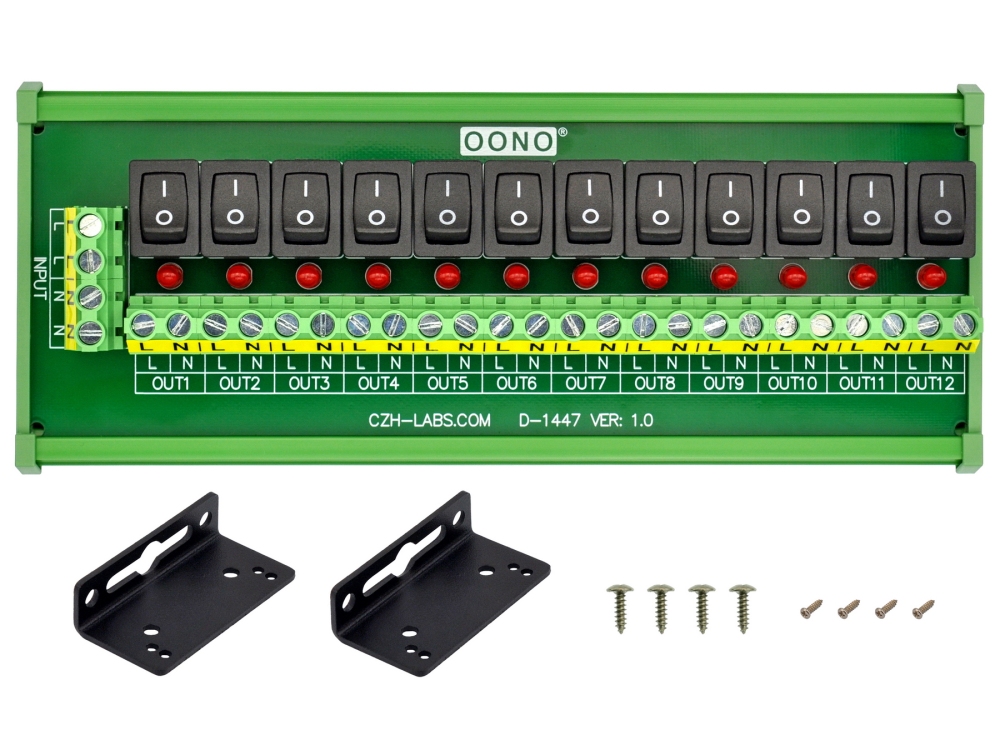 Wall Mount 12 Channel Rocker Switch AC 115V 230V Power Distribution Strip Module