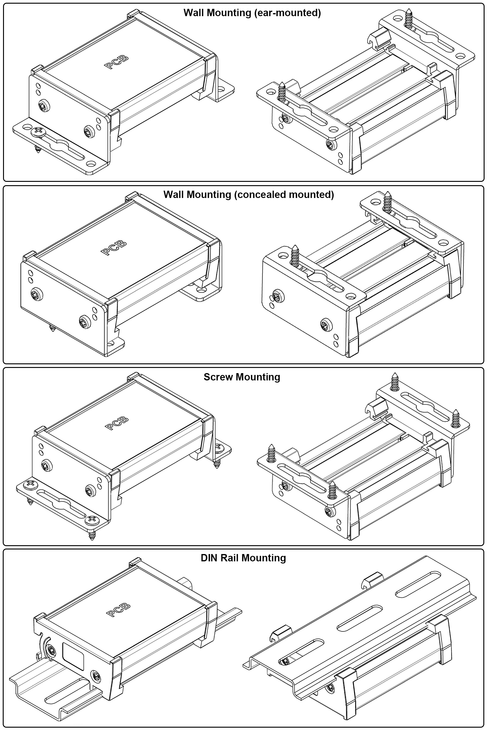 DIN Rail Mount to Wall Mount Adapter Bracket, for DIN Rail Mounting Interface / Relay / Terminal Block Module