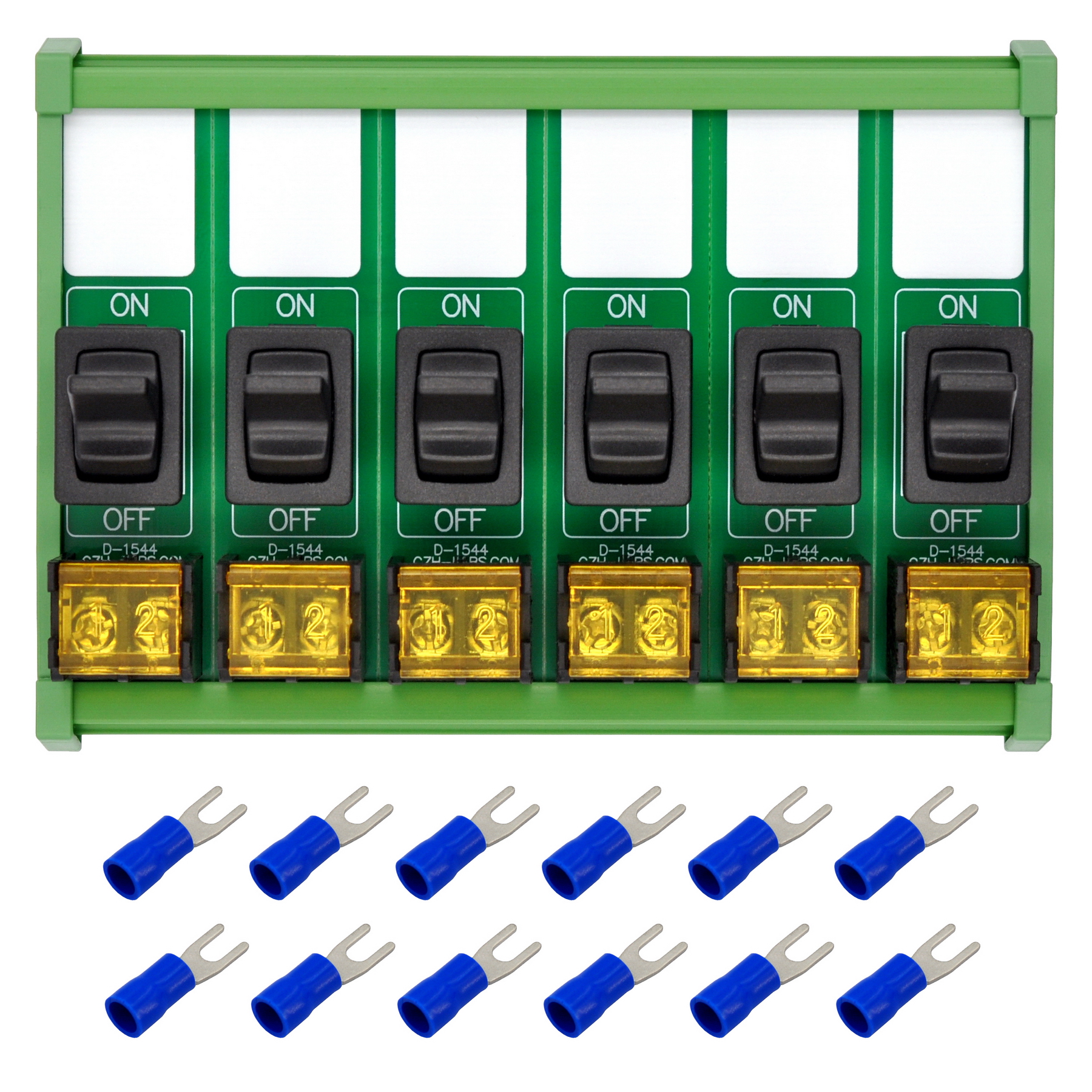 DIN Rail Mount 6 Channel Paddle Rocker Switch Module, 10Amp 250VAC / 50VDC
