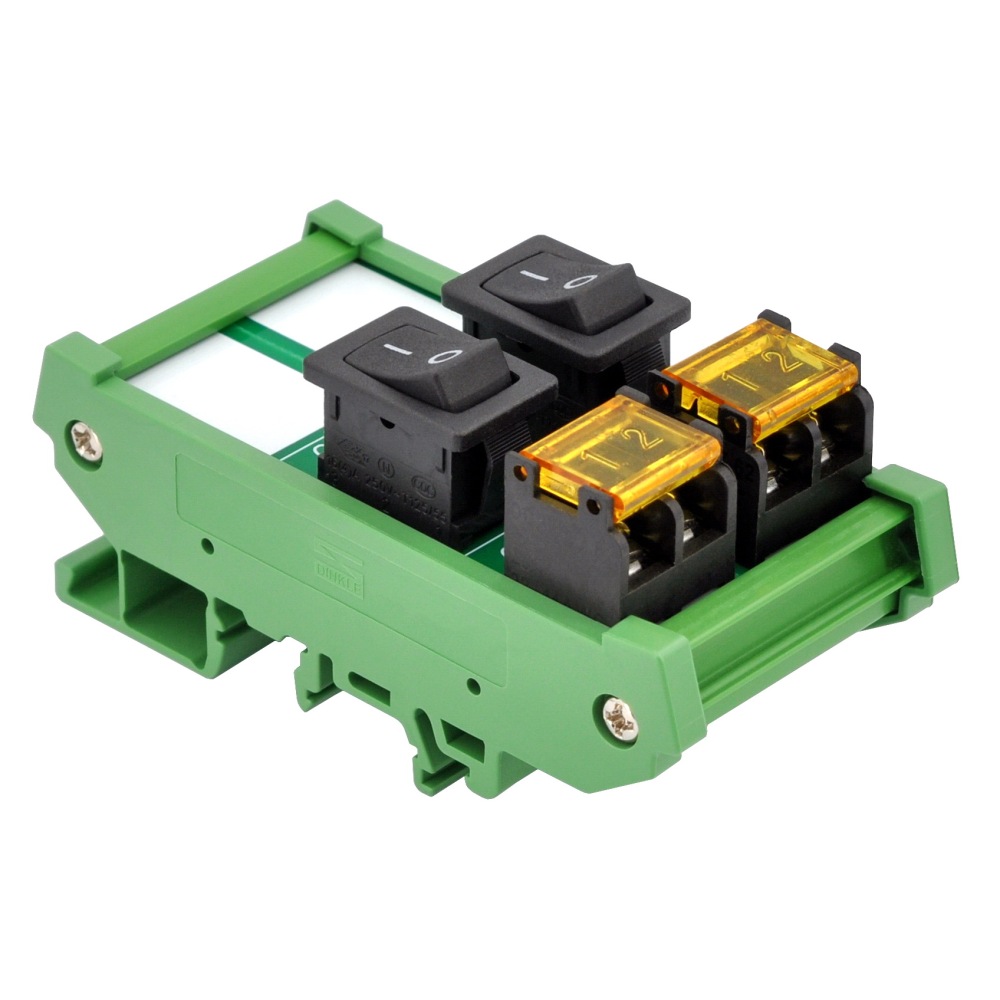 DIN Rail Mount 2 Channel Rocker Switch Module, 10Amp 250VAC / 50VDC