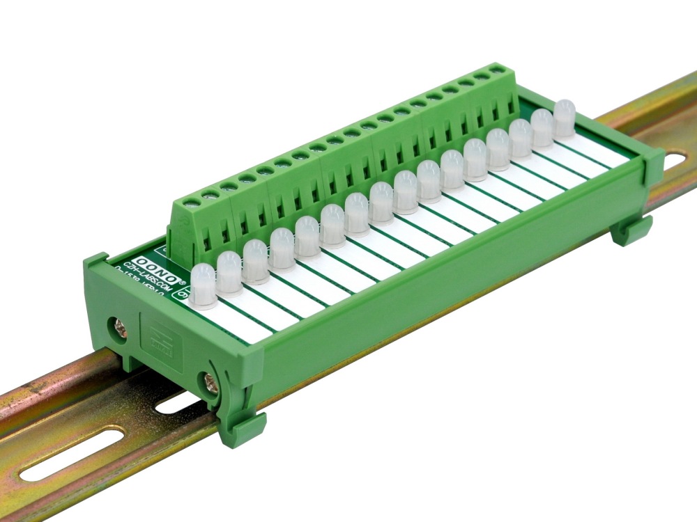 DIN Rail Mount 16 RGB LED Indicator Light Module, DC5 - 32V, Red Green Blue