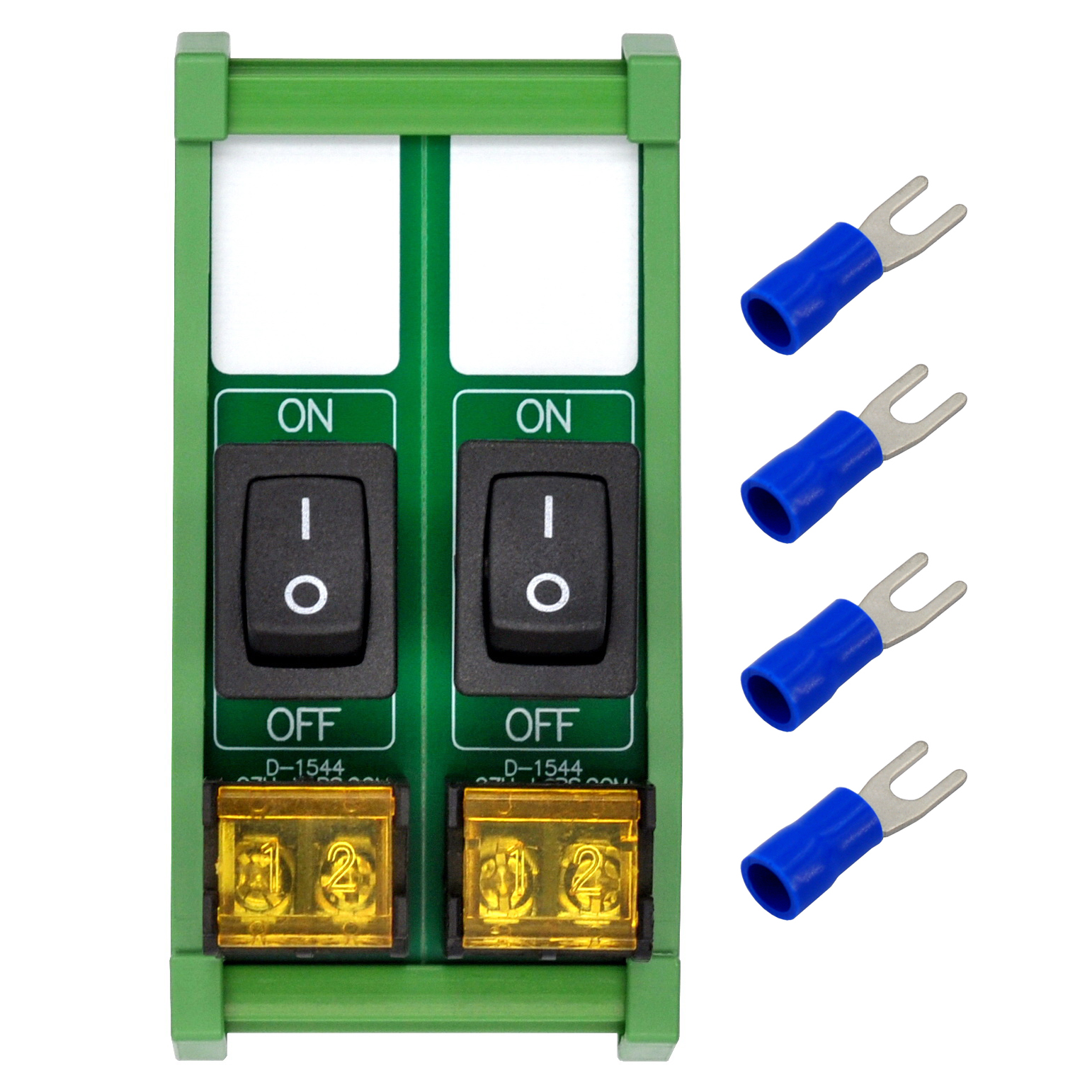 Channel Rocker Single DIN Rail Mount 2 Channel Rocker Switch Module, 10Amp 250VAC / 50VDC