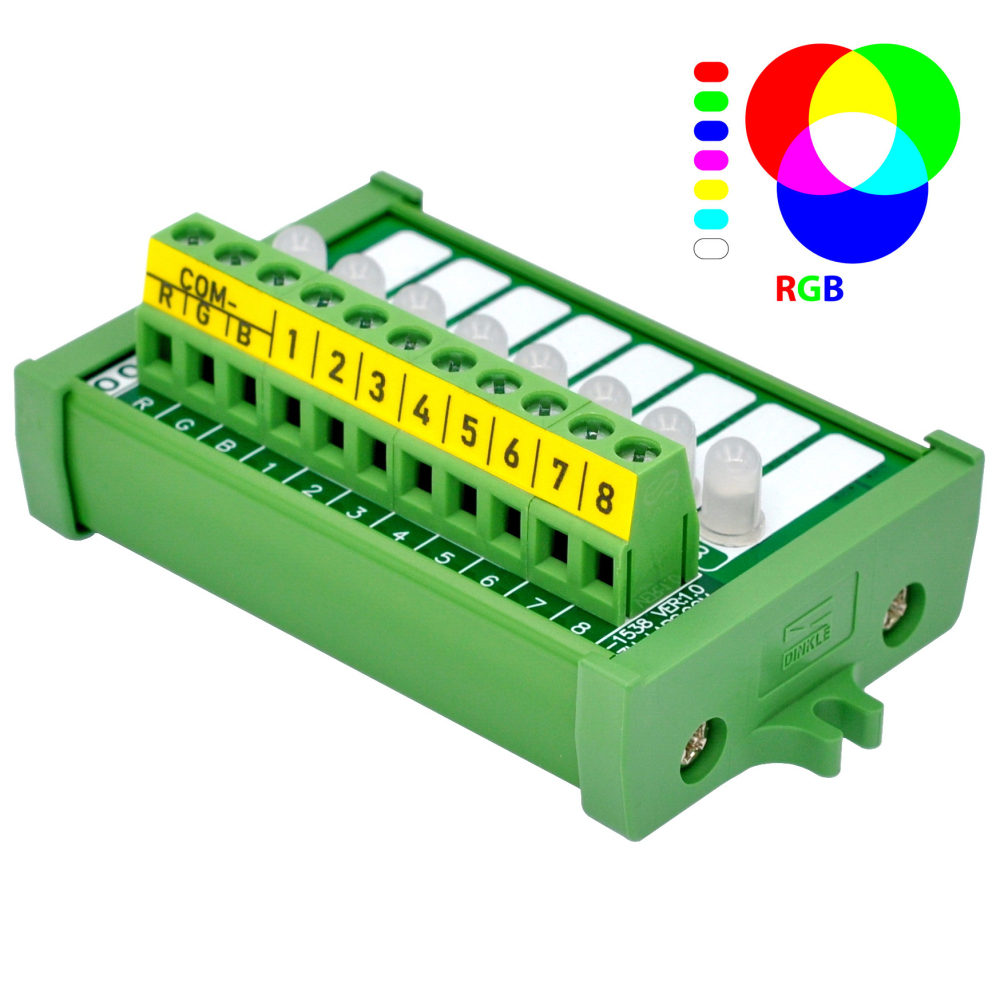Screw Mount 8 RGB LED Indicator Light Module, DC5 - 32V, Red Green Blue