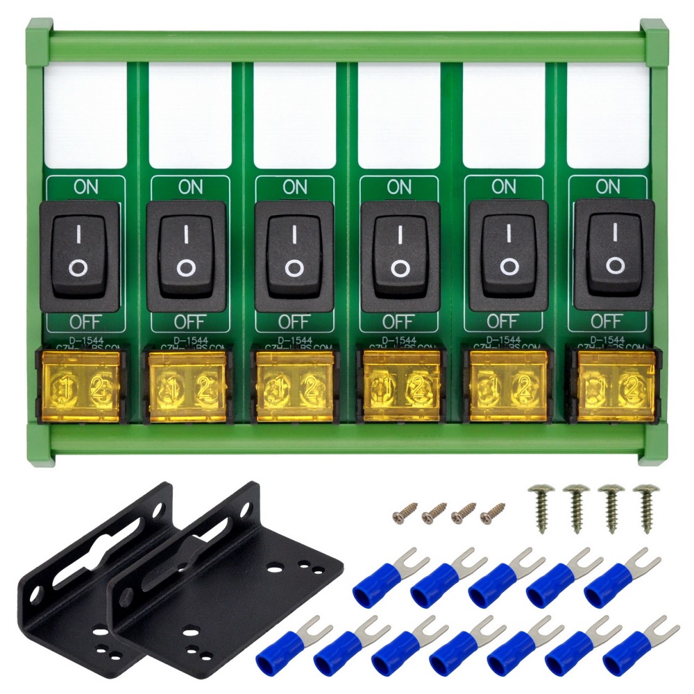 Wall Mount 6 Channel Rocker Switch Module, 10Amp 250VAC / 50VDC