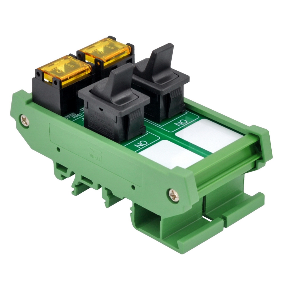 DIN Rail Mount 2 Channel Paddle Rocker Switch Module, 10Amp 250VAC / 50VDC