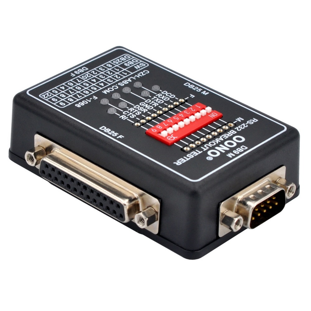RS232 Breakout Tester LED Monitor Module, DB9M/F x DB25M/F Breakout Board
