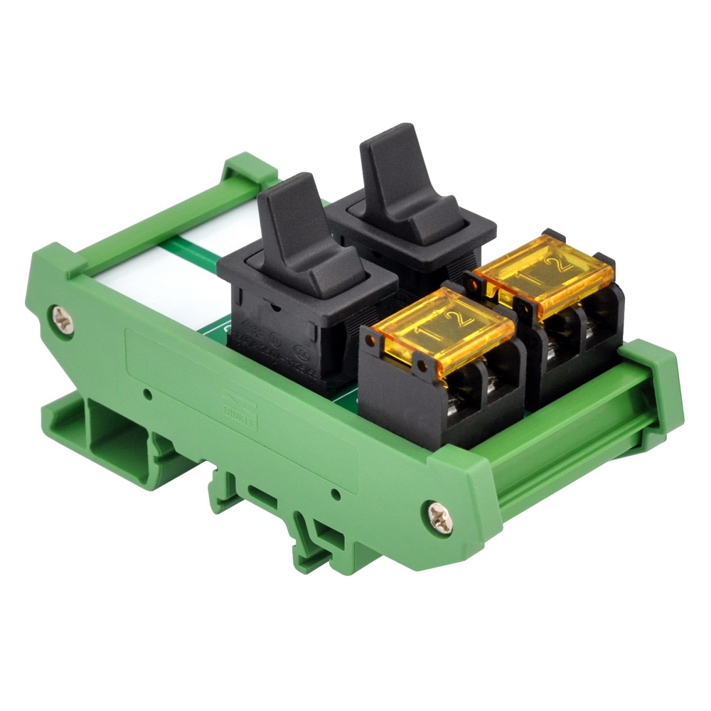 DIN Rail Mount 2 Channel Paddle Rocker Switch Module, 10Amp 250VAC / 50VDC