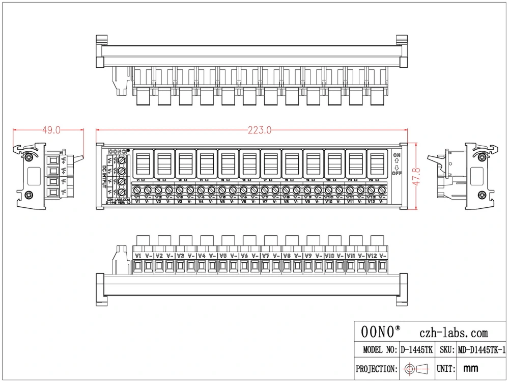 DIN Rail Mount 12 Channel Paddle Rocker Switch DC Power Distribution ...