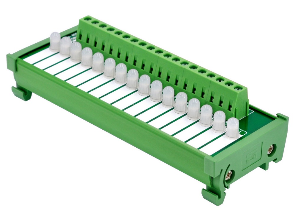 DIN Rail Mount 16 RGB LED Indicator Light Module, DC5 - 32V, Red Green Blue