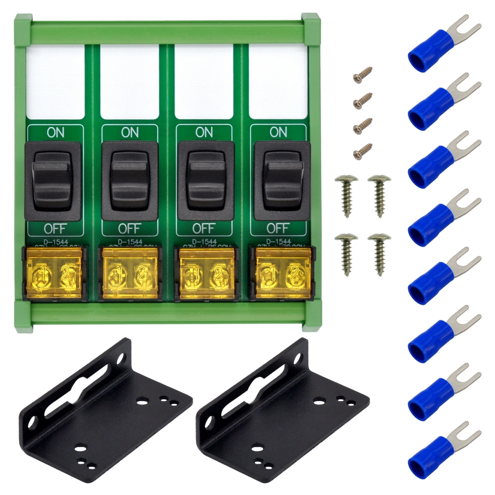 Wall Mount 4 Channel Paddle Rocker Switch Module, 10Amp 250VAC / 50VDC
