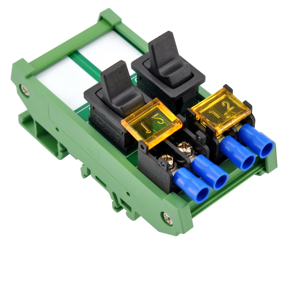DIN Rail Mount 2 Channel Paddle Rocker Switch Module, 10Amp 250VAC / 50VDC